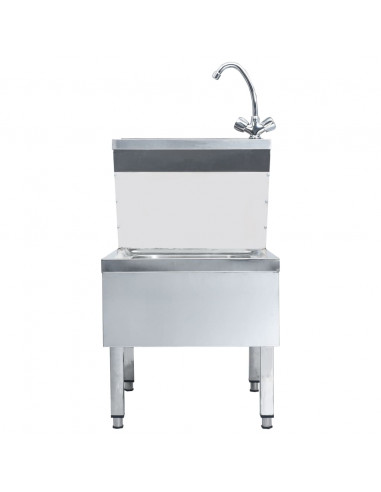 Lavandino Commerciale con Rubinetto da Pavimento Acciaio Inox