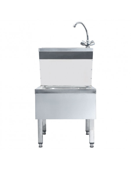 Lavandino Commerciale con Rubinetto da Pavimento Acciaio Inox