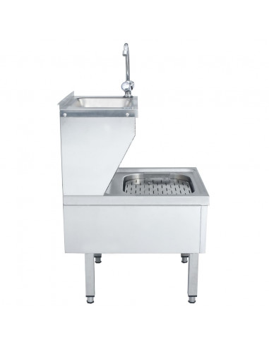 Lavandino Commerciale con Rubinetto da Pavimento Acciaio Inox