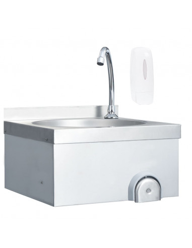 Lavandino con Rubinetto e Dispenser Sapone in Acciaio Inox