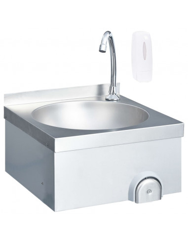 Lavandino con Rubinetto e Dispenser Sapone in Acciaio Inox