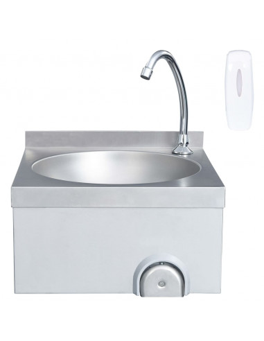 Lavandino con Rubinetto e Dispenser Sapone in Acciaio Inox