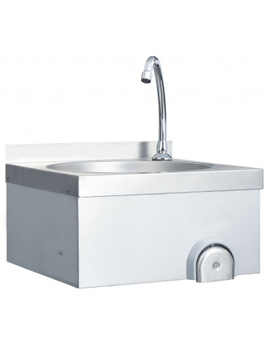 Lavandino con Rubinetto e Dispenser Sapone in Acciaio Inox