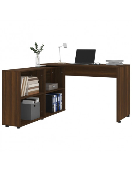 Scrivania ad Angolo Rovere Marrone in Legno Multistrato