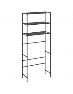 Scaffale per Lavatrice con 3 Ripiani Nero 69x28x169 cm 2