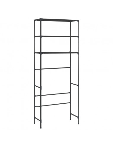 Scaffale per Lavatrice con 3 Ripiani Nero 69x28x169 cm