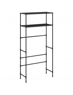 Rastrelliera per Lavatrice a 2 Livelli Nera 69x28x143 cm Ferro 2