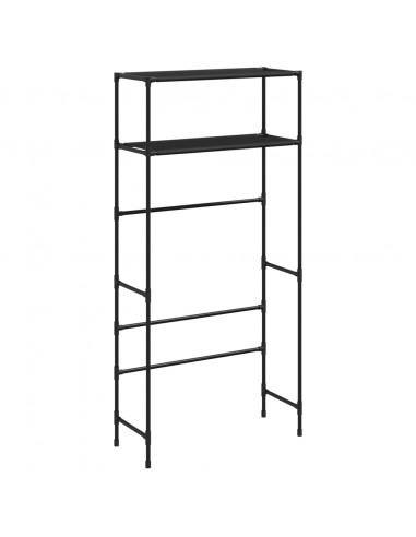 Rastrelliera per Lavatrice a 2 Livelli Nera 69x28x143 cm Ferro