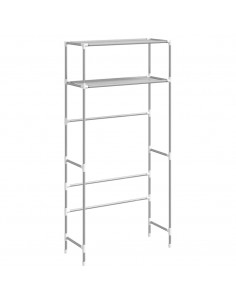 Rastrelliera per Lavatrice a 2 Livelli Grigia 69x28x143cm Ferro 2