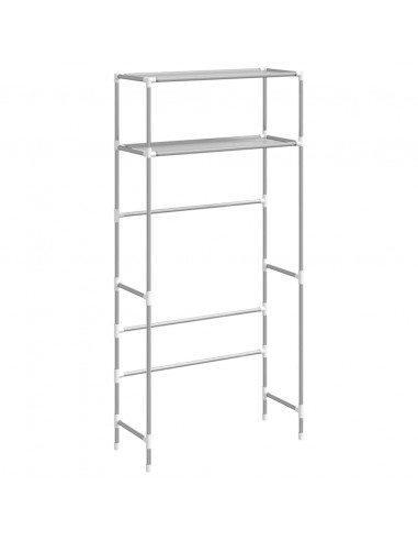 Rastrelliera per Lavatrice a 2 Livelli Grigia 69x28x143cm Ferro