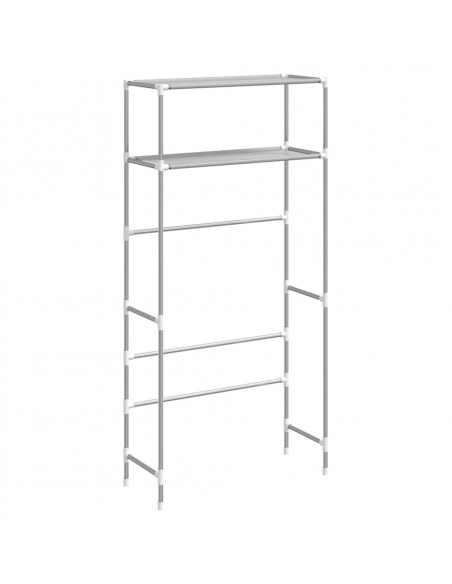Rastrelliera per Lavatrice a 2 Livelli Grigia 69x28x143cm Ferro
