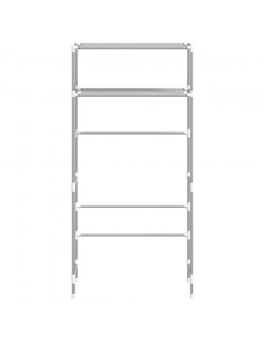 Rastrelliera per Lavatrice a 2 Livelli Grigia 69x28x143cm Ferro