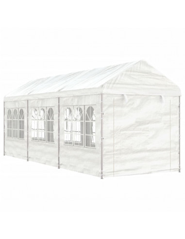 Gazebo con Tetto Bianco 6,69x2,28x2,69 m in Polietilene