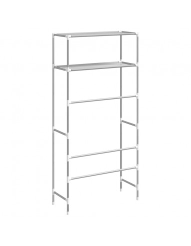 Rastrelliera per Lavatrice a 2 Livelli Grigia 69x28x143cm Ferro