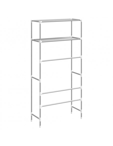 Rastrelliera per Lavatrice a 2 Livelli Grigia 69x28x143cm Ferro