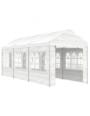 Gazebo con Tetto Bianco 6,69x2,28x2,69 m in Polietilene