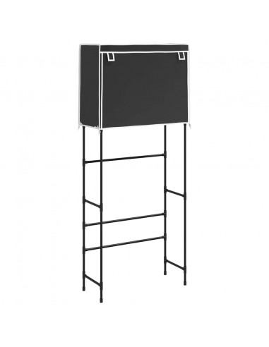 Rastrelliera per Lavatrice 2 Livelli Nera 71x29,5x170,5cm Ferro