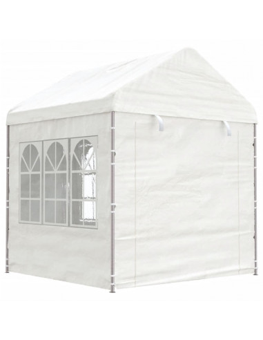 Gazebo con Tetto Bianco 6,69x2,28x2,69 m in Polietilene