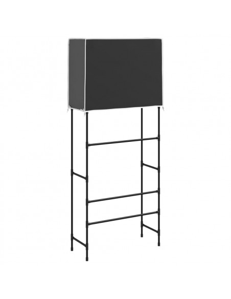 Rastrelliera per Lavatrice 2 Livelli Nera 71x29,5x170,5cm Ferro