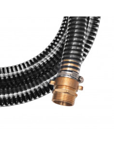 Tubo di Aspirazione con Connettori in Ottone 15 m 25 mm Nero