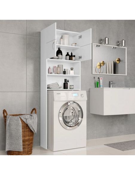 Mobile per Lavatrice Bianco 64x25,5x190 cm in Multistrato