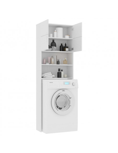 Mobile per Lavatrice Bianco 64x25,5x190 cm in Multistrato