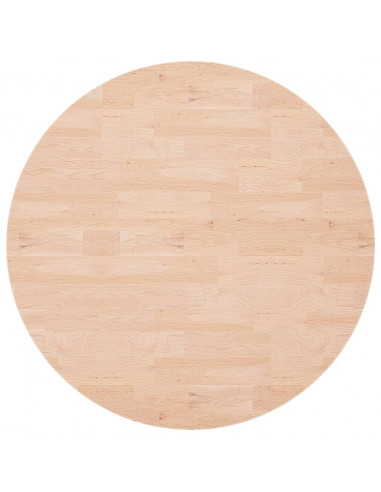 Piano Tavolo Rotondo Ø90x1,5 cm Massello di Rovere Non Trattato