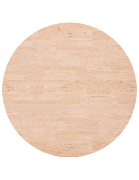 Piano Tavolo Rotondo Ø90x1,5 cm Massello di Rovere Non Trattato