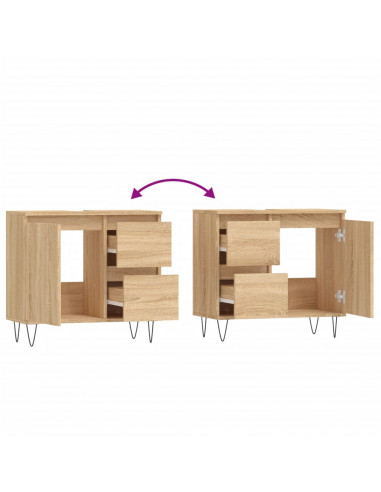 Armadietto da Bagno Rovere Sonoma 65x33x60 cm Legno Multistrato