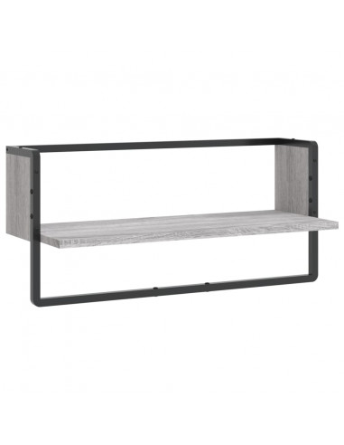 Mensola a Parete con Asta Grigio Sonoma 65x25x30 cm