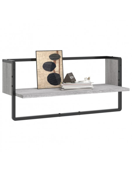 Mensola a Parete con Asta Grigio Sonoma 65x25x30 cm