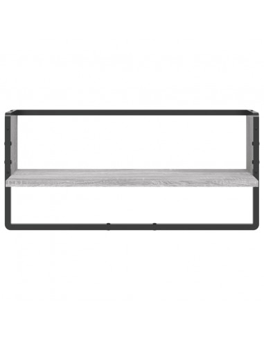 Mensola a Parete con Asta Grigio Sonoma 65x25x30 cm