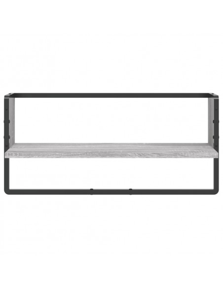 Mensola a Parete con Asta Grigio Sonoma 65x25x30 cm