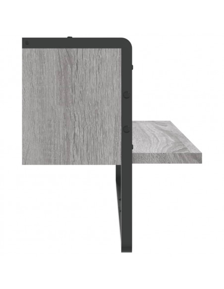Mensola a Parete con Asta Grigio Sonoma 65x25x30 cm