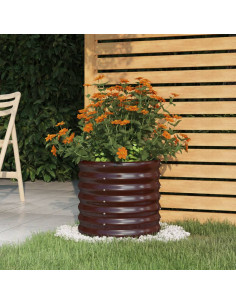 Vaso Giardino Acciaio Verniciato a Polvere 40x40x36 cm Marrone