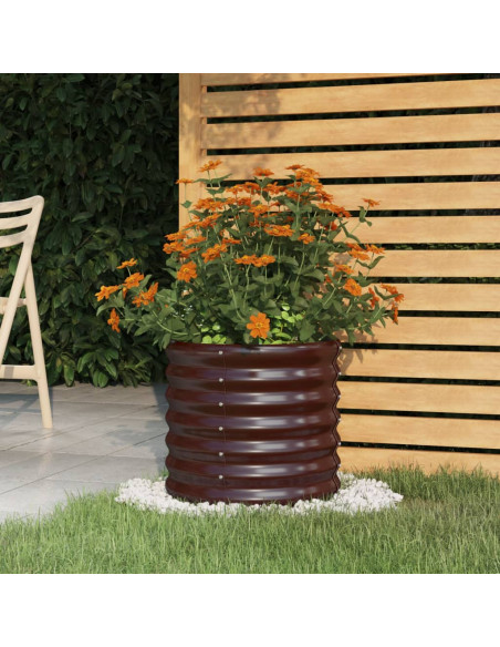 Vaso Giardino Acciaio Verniciato a Polvere 40x40x36 cm Marrone