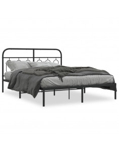 Giroletto con Testiera in Metallo Nero 135x190 cm 2