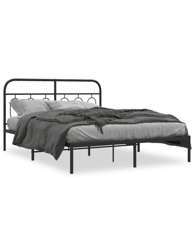 Giroletto con Testiera in Metallo Nero 135x190 cm