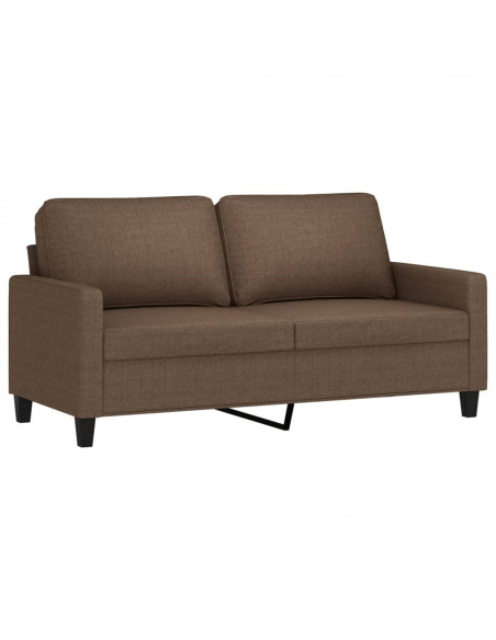 Set di Divani 2 pz con Cuscini Marrone in Tessuto