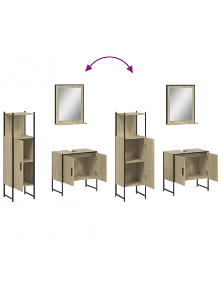 Set di Mobili da Bagno 3 pz Rovere Sonoma in Legno Multistrato