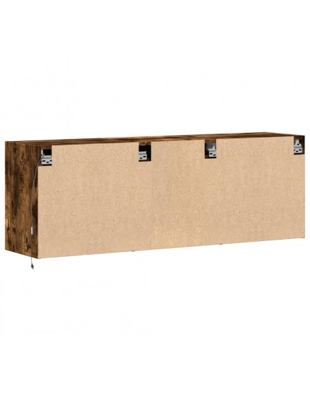Mobile TV a Parete con Luci LED Rovere Fumo 130x31x45 cm