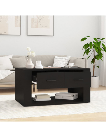 Tavolino da Salotto Nero 80x50x40 cm in Legno Multistrato
