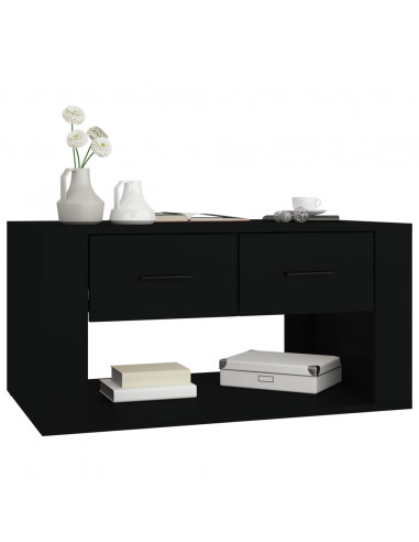 Tavolino da Salotto Nero 80x50x40 cm in Legno Multistrato