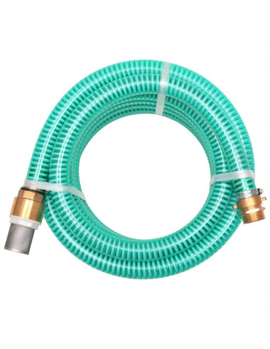 Tubo di Aspirazione con Connettori in Ottone 7 m 25 mm Verde