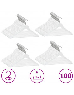 Set Appendiabiti 100 pz Antiscivolo Bianchi in Legno Massello 2