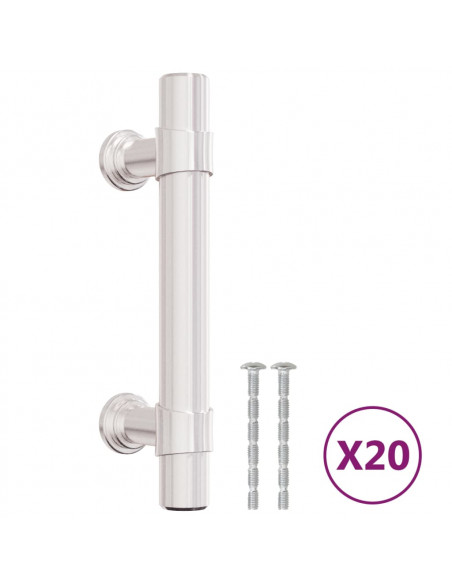 Maniglie per Mobili 20pz Argento 64mm in Acciaio Inox