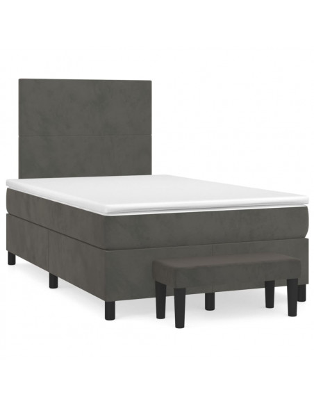 Giroletto a Molle con Materasso Grigio Scuro 120x200 cm Velluto