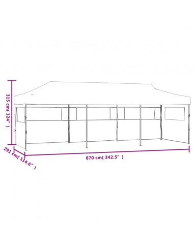 Tenda Pieghevole Pop-Up con 5 Pareti Laterali 3x9 m Antracite
