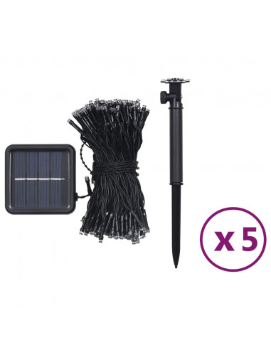 Luci Solari Fatate 5 pz 5x200 LED Blu Interni Esterni
