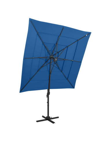 Ombrellone a 4 Livelli con Palo in Alluminio Azzurro 250x250 m
